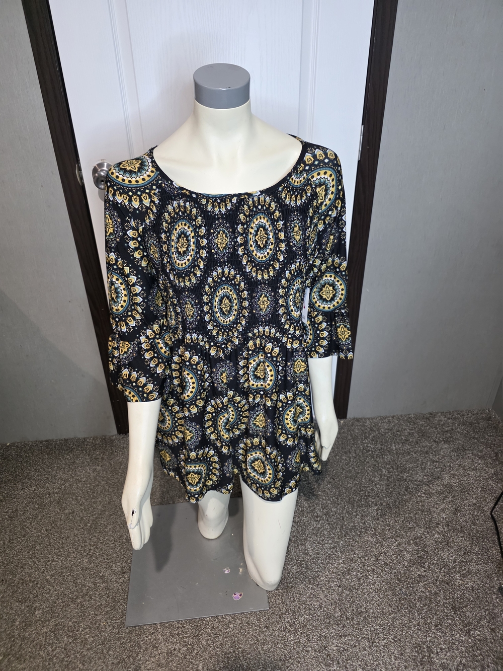 Bobbie Brooks Navy Blue Medallion Print Tunic